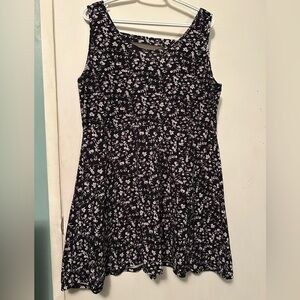 Black & Purple Floral Fit & Flare Dress XL 2 Dye 4